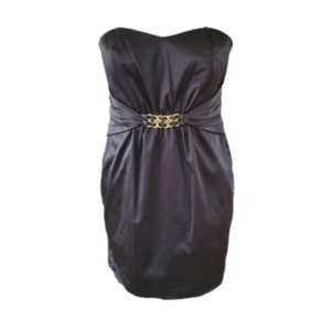 BCBG Black Strapless Satin Cocktail Mini Dress-Size 10
